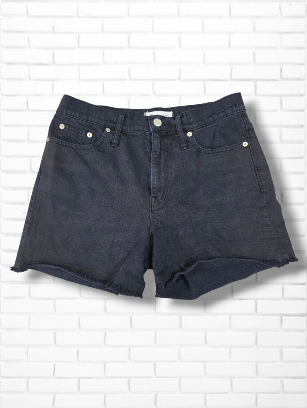 Madewell Black Cotton High Rise Raw Hem Denim Shorts Size 28/6